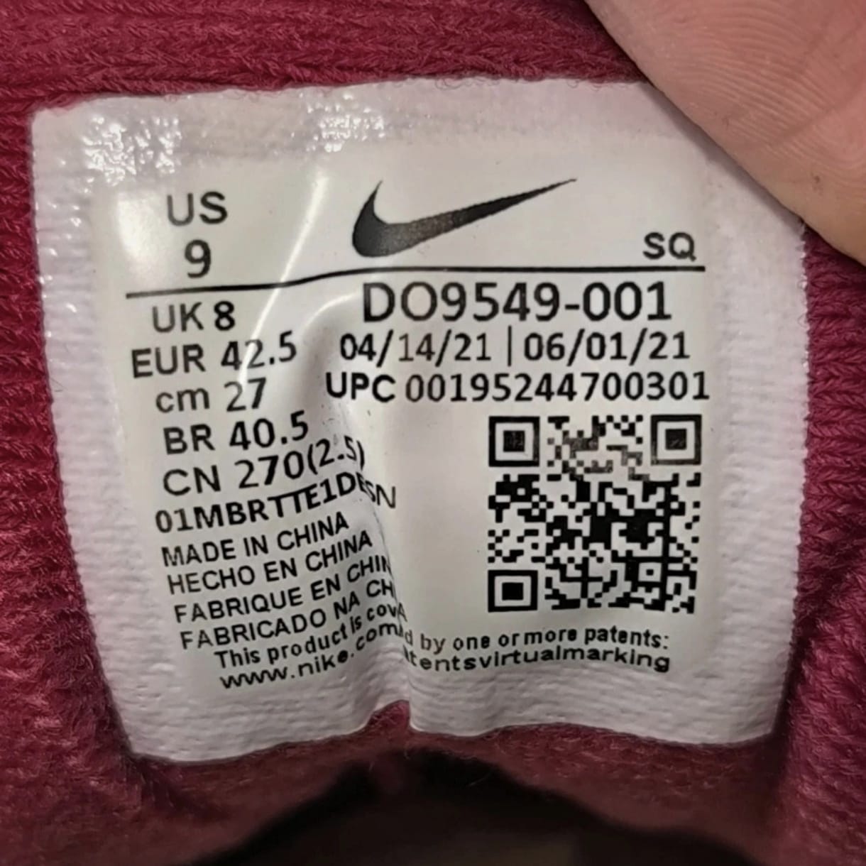 Nike Air Max 1 x Patta "Rush Maroon" – Taille 42,5