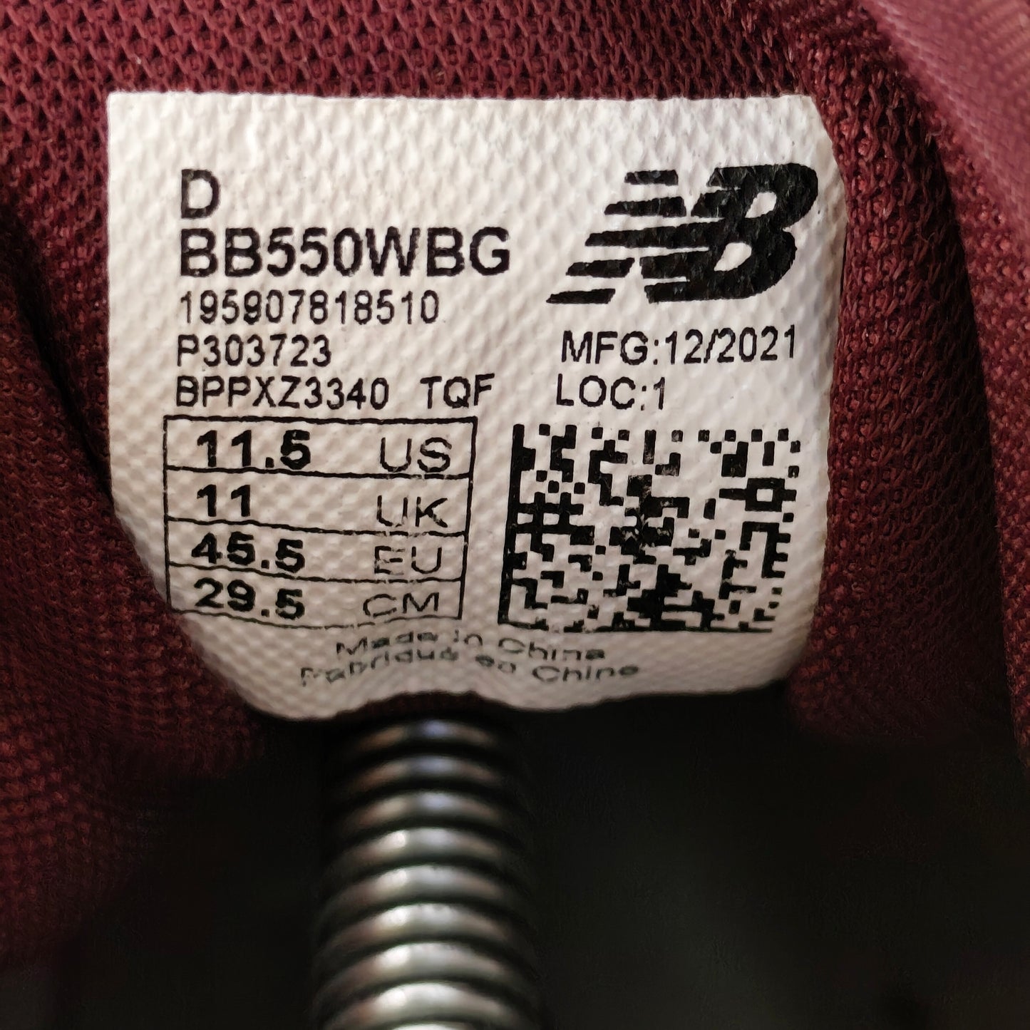 New Balance 550 Bordeaux – Taille 46,5